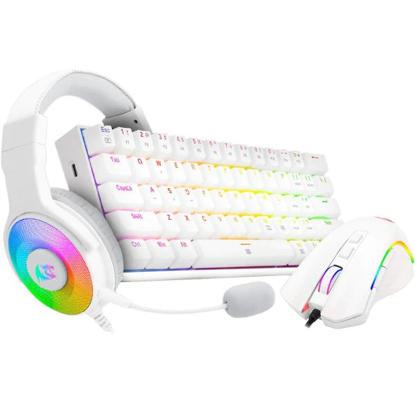 Redragon S129W Keyboard Mouse and Headsets Combo Set 3-IN-1, White Redragon S129W Keyboard Mouse and Headsets Combo Set 3-IN-1, White